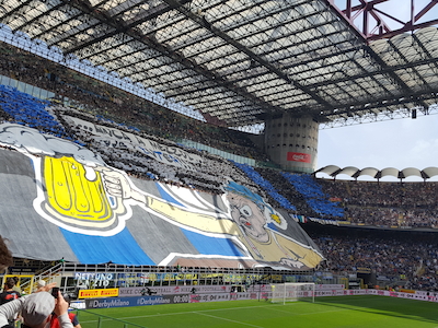 Sfeeractie van Inter Milan in het Stadio Giuseppe Meazza